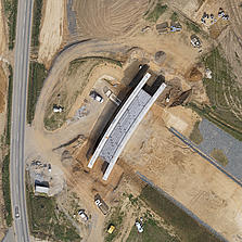 Orthophoto of a road construction site.