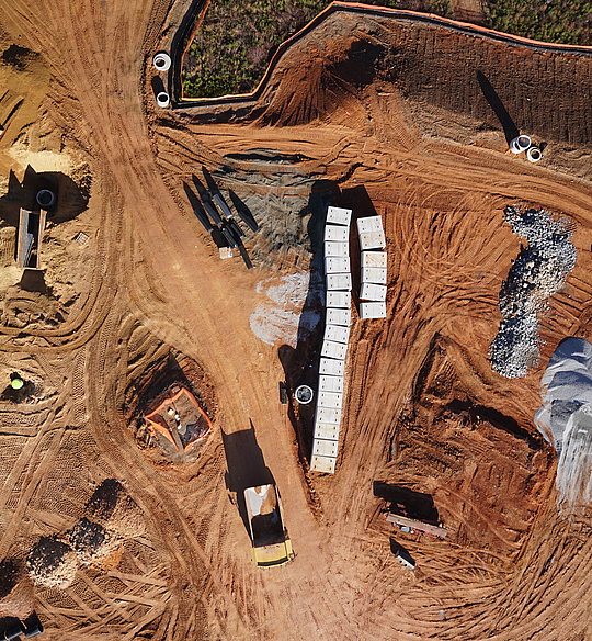 Orthophoto of a construction site