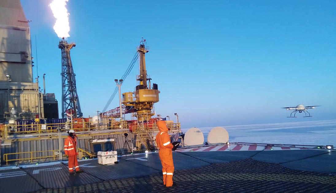 UAV Inspection at the Biggest Oil Rig in the World